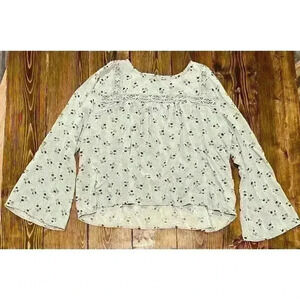 Wild Blue X Sadie Robertson Mint Floral Cropped Long Sleeve Blouse Sz XL